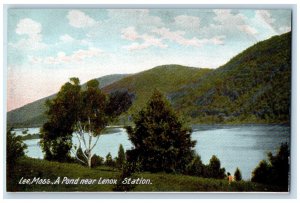 View Of A Pond Near Lenox Station Lee Massachusetts MA, Mountain Scene Postcard