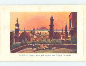 Old Postcard GHIZEH PYRAMIDS Cairo Egypt F5643