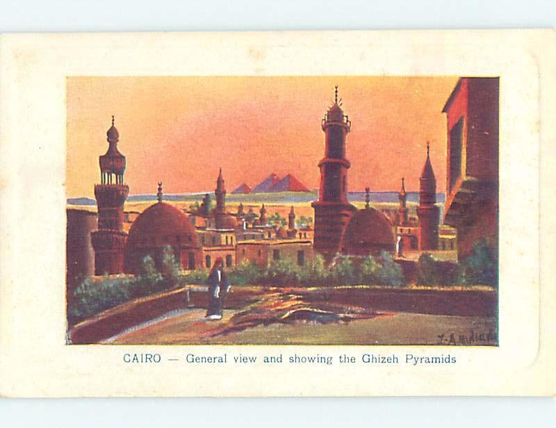 Old Postcard GHIZEH PYRAMIDS Cairo Egypt F5643