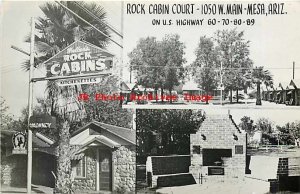 AZ, Mesa, Arizona, RPPC, Rock Cabin Court Motel, MultiView