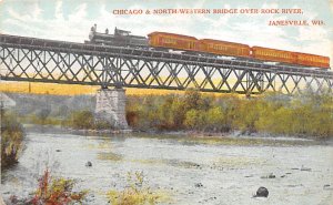 Chicago & North-Western Bridge Janesville, Wis, USA Wisconsin Train Unused 