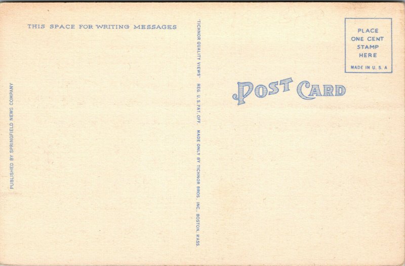 Vtg 1930s Court House Hall of Records Springfield Massachusetts MA Postcard