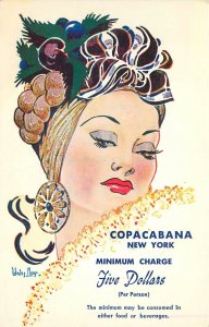 Postcard 1950s New York Copacabana Night Club Sexy woman $5 Charge NY24-3195