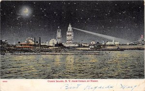 View from Ocean by Night Coney Island, New York, USA Amusement Park 1906 