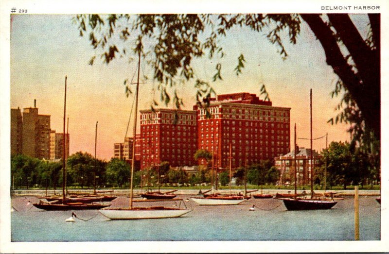 Illinois Chicago Belmont Harbor Showing The Belmont Hotel