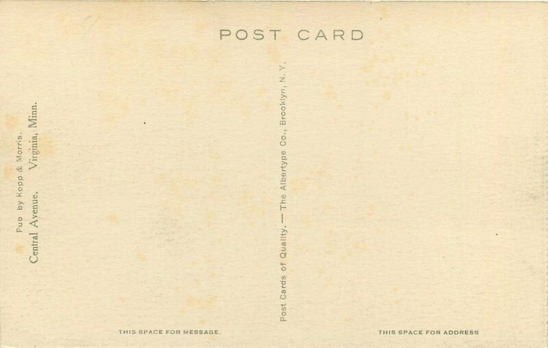 Virginia Minnesota Central Avenue Kopp Morris Albertype Postcard 21-10636