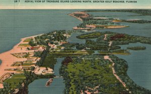 Vintage Postcard Aerial View Treasure Island Looking North Greater Gulf Beaches