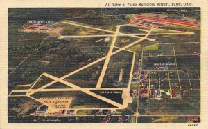 Tulsa Municipal Airport Aerial View Tulsa Oklahoma 1949 linen postcard