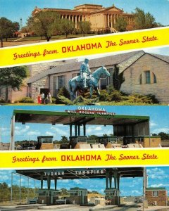 OK Oklahoma Greetings TURNER TURNPIKE~WILL ROGERS STATUE~CAPITOL *Two* Postcards