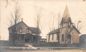 Norwood New York ME Church and Parsonage Real Photo Vintage Postcard AA64192