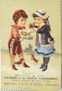 1870's-80's Scott & Co. Northwest Hatters, Chicago Victorian Trade Card P64