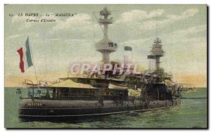 Old Postcard Boat Le Massena Breastplate d & # 39escadre