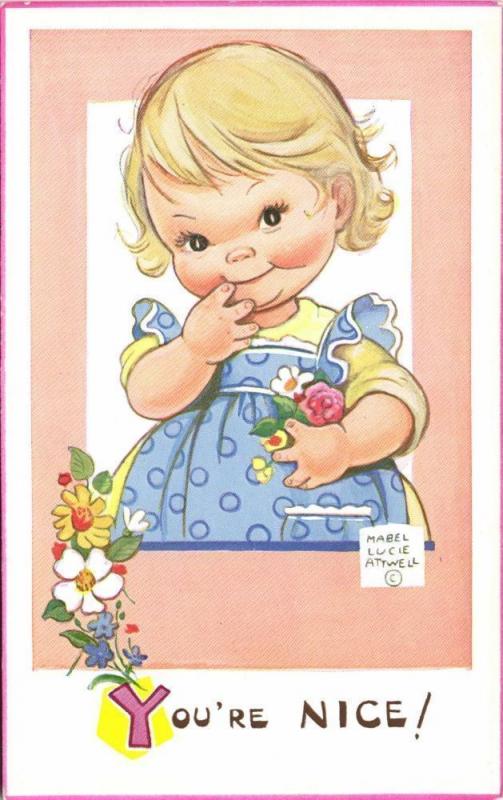 Artist Signed Mabel Lucie Attwell No. 6040, You're Nice!