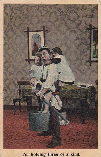 Bamforth Series No 1024 Man Holding 3 Children 1909