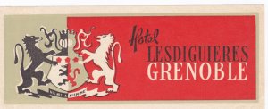 France Grenoble Hotel Lesdiguieres Vintage Luggage Label sk2611
