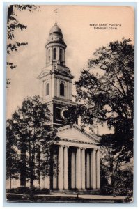 Danbury Connecticut Postcard First Congregational Church Building Exterior c1940