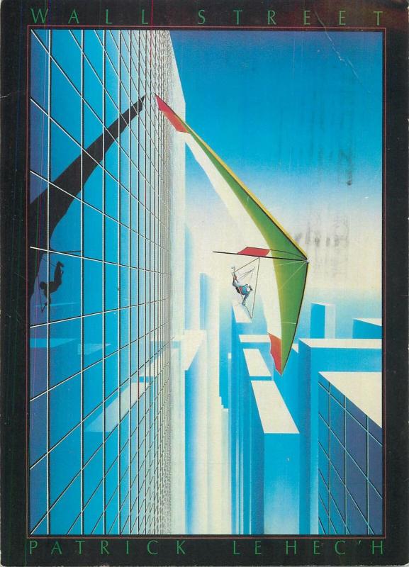 Glider plane Wall Street by Patrick Le Hec`h postcard