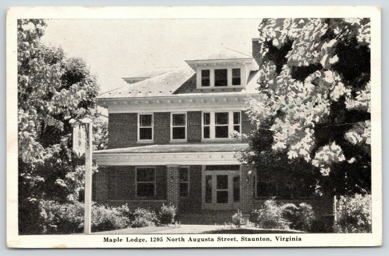 Stanton VA Big Brick American Square Maple Lodge @ 1205 N Augusta St 1949 B&W