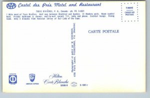 Castel des Pres Motel, Trois Rivieres, Quebec, Vintage Chrome Postcard