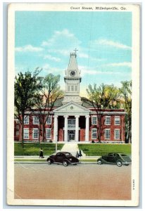 1943 Court House Exterior Roadside Milledgeville Georgia GA Posted Cars Postcard