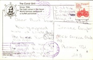 Islamorada FL Coral Grill Restaurant Famous Gourmet Buffet Old Postcard PC 