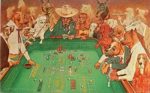 Postcard Nevada Las Vegas Hot dice game gambling dogs 1960s Dexter 23-2822