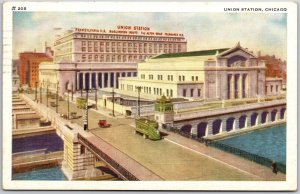 1938 Union Station Chicago Illinois IL Passenger Terminal for PA Posted Postcard