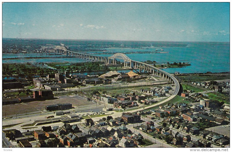 Aerial View, Sault Ste. Marie International Bridge, SAULT STE. MARIE, Ontario...