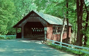 VINTAGE POSTCARD COVERED BRIDGE AT BRATTLEBORO VERMONT THE CREAMERY