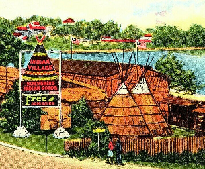 1979 Indian Village St. Ignace Michigan Vintage Standard View Postcard