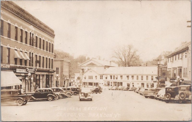 RPPC Postcard Business Section Center St Brandon VT Vermont