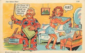 Postcard 1940s Ray Walters Sexy Woman Fishing Comic Humor Teich 23-2246