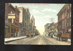 SPRINGFIELD OHIO DOWNTOWN MAIN STREET SCENE VINTAGE POSTCARD RICHMOND IND.