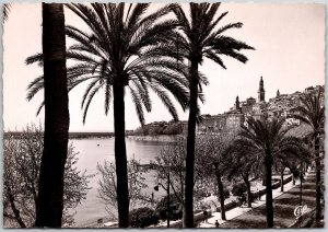 Menton La Vieille Ville France Palms Ocean View Bldg. Real Photo RPPC Postcard