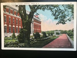 Vintage Postcard 1915-1930 Flower Gardens Masonic Hospital Utica New York