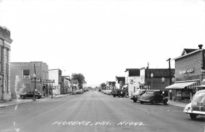 J70/ Florence Wisconsin RPPC Postcard c40-50s Main St Stores 27