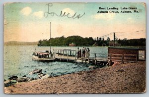 Boat landing   Lake Grove   Auburn Grove  Maine  Postcard  c1908