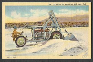 Ca 1924* PPC SALT LAKE CITY UT HARVESTING SALT FROM THE GREAT LAKE SALT LAKE