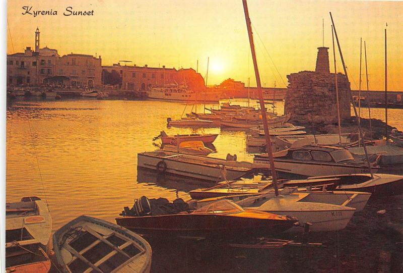 B84062 sunset at kyrenia harbour cyprus