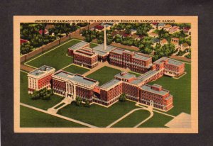 KS University of Kansas Hospital Kansas City Kansas Linen Postcard