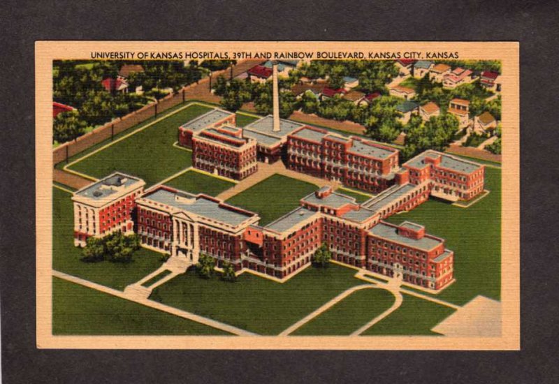 KS University of Kansas Hospital Kansas City Kansas Linen Postcard