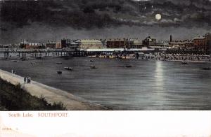 SOUTHPORT LANCASHIRE UK SOUTH LAKE AT NIGHT BY MOONLIGHT POSTCARD