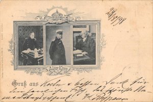 US3357 Gruss aus, Alter Kurs, Old Military Men at Deks Postcard germany Amiral