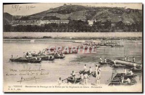 Old Postcard Army Vienna bypass Maneuvers on the Rhone by regiments of Genie ...