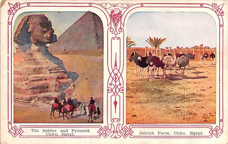 Sphinx and Pyramid Cairo Egypt, Egypte, Africa Writing on back 