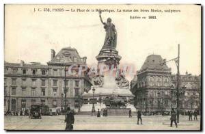 Old Postcard Paris Place de la Republique The statue of brothers Morice