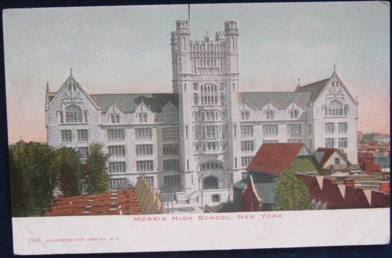 Morris High School Bronx NYC NY Illustrated Post Card Co 1957 UDB Unposted