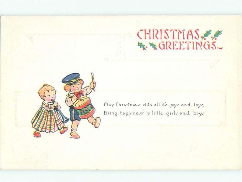 Divided-Back KIDS AT CHRISTMAS SCENE Great Postcard W8374
