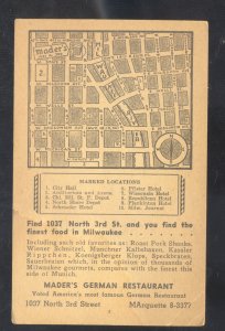 MILWAUKEE WISCONSIN MADER'S GERMAN RESTAURANT ADVERTISING VINTAGE POSTCARD