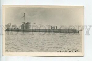 439349 HMS Submarine Unity Vintage photo postcard